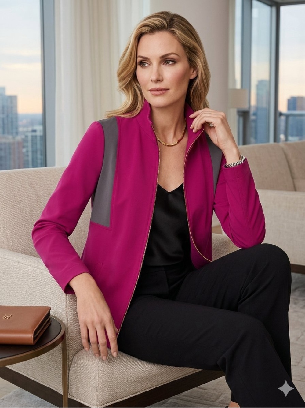 St. John Sport Magenta Pink Zip Up Jacket Size 2